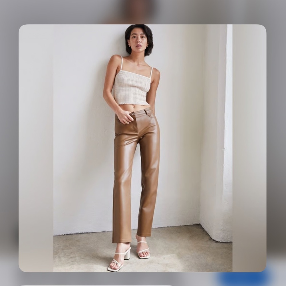 Aritzia Wilfred Tan Faux Leather Pants